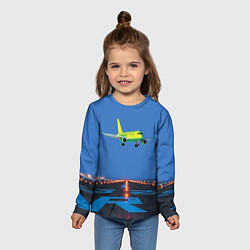 Лонгслив детский S7 Боинг 737 над взлетной полосой, цвет: 3D-принт — фото 2