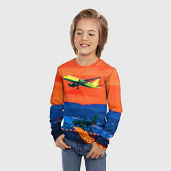 Лонгслив детский Боинг 737 на взлете, цвет: 3D-принт — фото 2