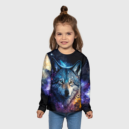 Детский лонгслив Космический звездный волк / 3D-принт – фото 5