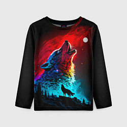 Лонгслив детский Волки воют на луну, цвет: 3D-принт