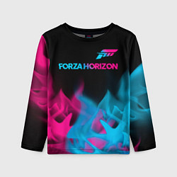 Лонгслив детский Forza Horizon - neon gradient: символ сверху, цвет: 3D-принт
