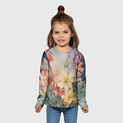 Лонгслив детский Акварельные лилии, цвет: 3D-принт — фото 2