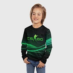Лонгслив детский CS GO green logo, цвет: 3D-принт — фото 2