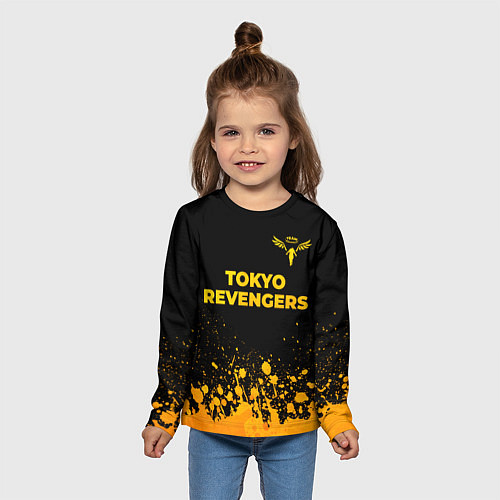 Детский лонгслив Tokyo Revengers - gold gradient: символ сверху / 3D-принт – фото 5