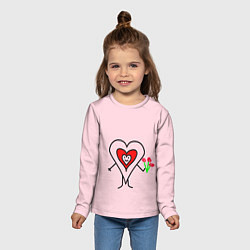 Лонгслив детский Сердечко с цветами рисунок, цвет: 3D-принт — фото 2