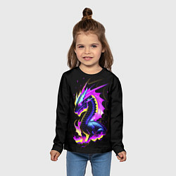 Лонгслив детский Неоновый космический дракон, цвет: 3D-принт — фото 2