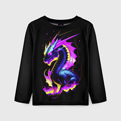 Лонгслив детский Неоновый космический дракон, цвет: 3D-принт