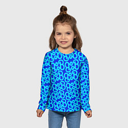 Лонгслив детский Логотип Барби - синий паттерн, цвет: 3D-принт — фото 2