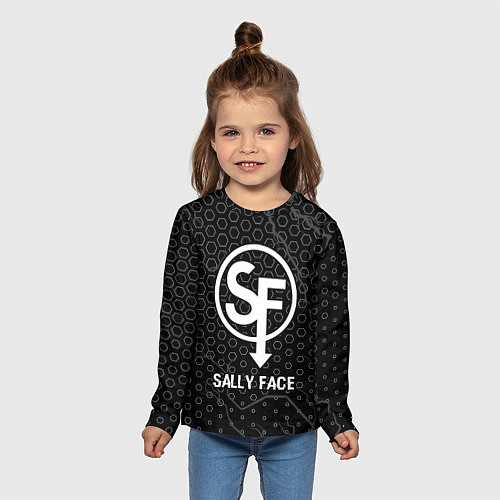Детский лонгслив Sally Face glitch на темном фоне / 3D-принт – фото 5