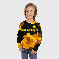 Лонгслив детский Skoda - gold gradient: символ сверху, цвет: 3D-принт — фото 2