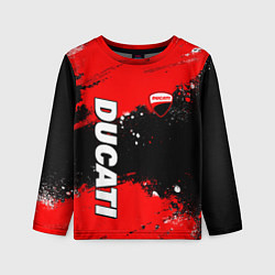 Детский лонгслив Ducati - красная униформа с красками