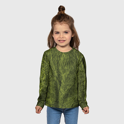 Детский лонгслив Мятая зеленая ткань / 3D-принт – фото 5