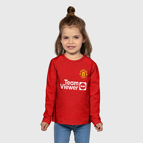 Детский лонгслив ФК Манчестер Юнайтед форма 2324 домашняя / 3D-принт – фото 5