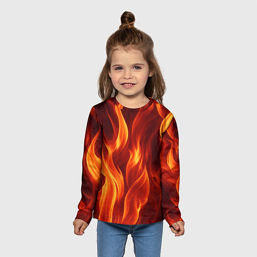 Детский лонгслив Пламя огня / 3D-принт – фото 5