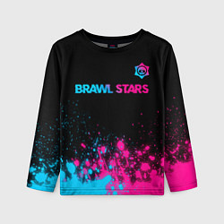 Лонгслив детский Brawl Stars - neon gradient: символ сверху, цвет: 3D-принт