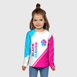 Лонгслив детский Black Clover neon gradient style: надпись, символ, цвет: 3D-принт — фото 2