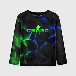 Лонгслив детский CS GO green blue neon, цвет: 3D-принт