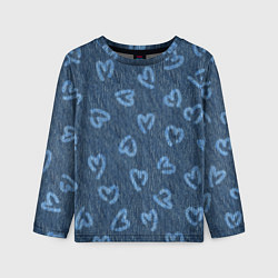 Детский лонгслив Hearts on denim