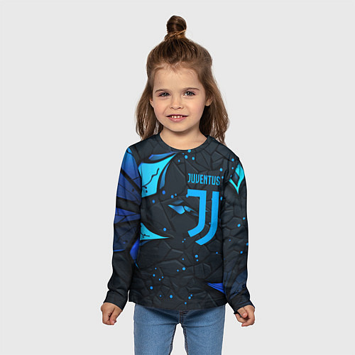 Детский лонгслив Juventus abstract blue logo / 3D-принт – фото 5