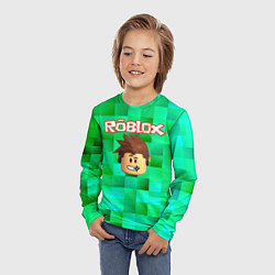 Лонгслив детский Roblox head на пиксельном фоне, цвет: 3D-принт — фото 2