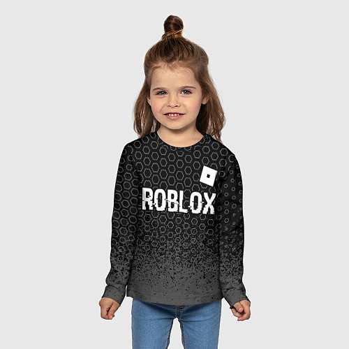 Детский лонгслив Roblox glitch на темном фоне: символ сверху / 3D-принт – фото 5