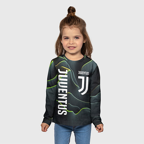 Детский лонгслив Juventus dark green logo / 3D-принт – фото 5