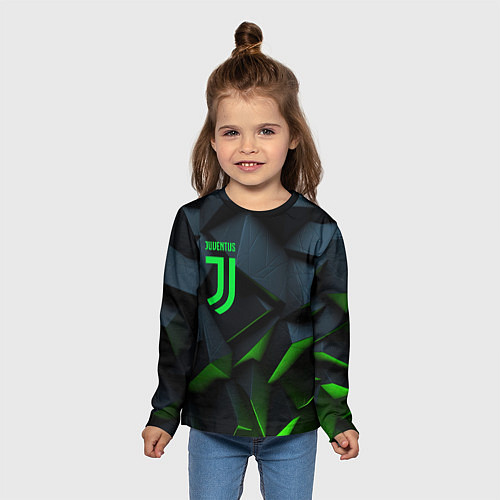 Детский лонгслив Juventus black green logo / 3D-принт – фото 5