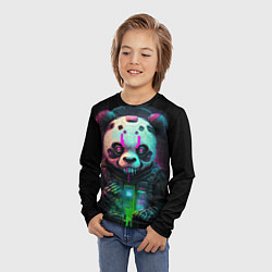 Лонгслив детский Панда киберпанк, цвет: 3D-принт — фото 2