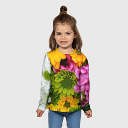 Лонгслив детский Паттерн цветочный, цвет: 3D-принт — фото 2