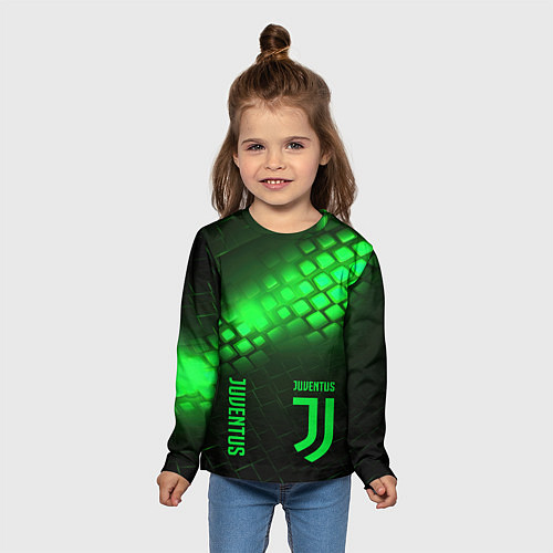 Детский лонгслив Juventus green logo neon / 3D-принт – фото 5