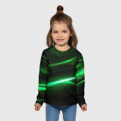 Лонгслив детский Зеленый неоновый свет, цвет: 3D-принт — фото 2