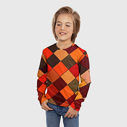 Лонгслив детский Шахматка красно-коричневая, цвет: 3D-принт — фото 2