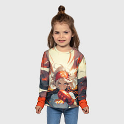 Лонгслив детский Девушка-боец, цвет: 3D-принт — фото 2