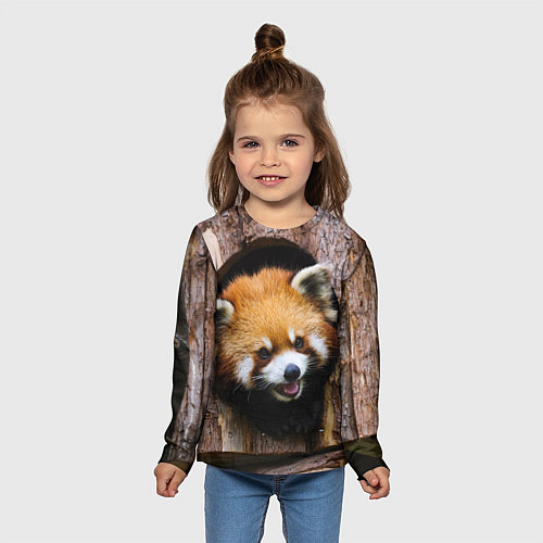 Детский лонгслив Красная панда в дереве / 3D-принт – фото 5