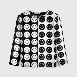 Лонгслив детский Smiley black and white, цвет: 3D-принт