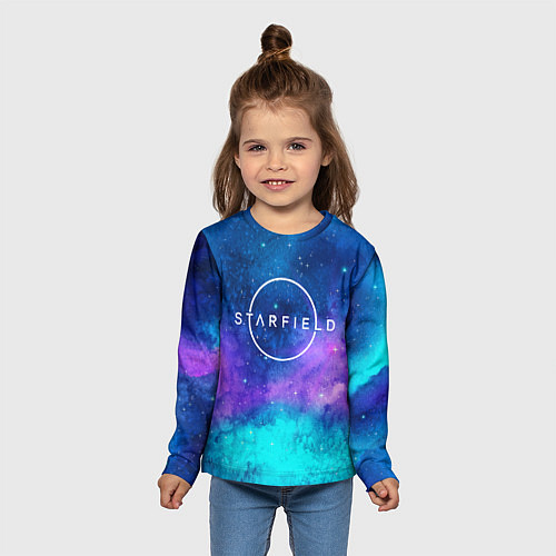 Детский лонгслив Starfield space logo / 3D-принт – фото 5