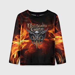 Лонгслив детский Baldurs Gate 3 fire logo, цвет: 3D-принт