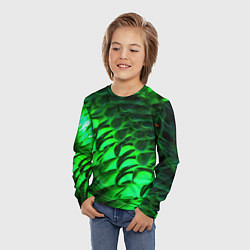 Лонгслив детский Зеленая объемная текстура, цвет: 3D-принт — фото 2