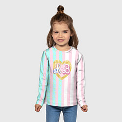 Лонгслив детский Кен плюс Барби: сплит розовых и голубых полосок, цвет: 3D-принт — фото 2
