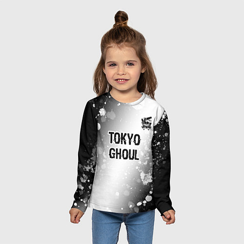 Детский лонгслив Tokyo Ghoul glitch на светлом фоне: символ сверху / 3D-принт – фото 5