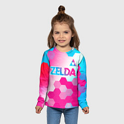 Лонгслив детский Zelda neon gradient style: символ сверху, цвет: 3D-принт — фото 2