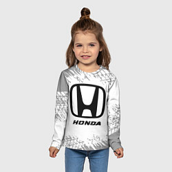 Лонгслив детский Honda speed на светлом фоне со следами шин, цвет: 3D-принт — фото 2