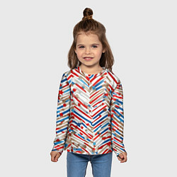 Лонгслив детский Новогодние линии синий и красный, цвет: 3D-принт — фото 2