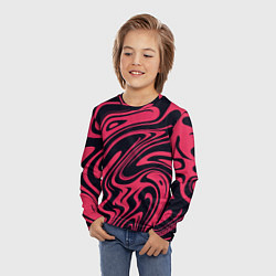 Лонгслив детский Абстракция чёрно-розовый, цвет: 3D-принт — фото 2
