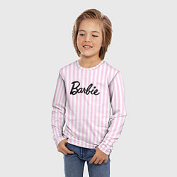 Лонгслив детский Barbie - классическая розово-белая полоска, цвет: 3D-принт — фото 2