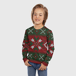 Лонгслив детский Скандинавские узоры крючком, цвет: 3D-принт — фото 2