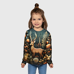 Лонгслив детский Лесной олень в стиле фолк-арт, цвет: 3D-принт — фото 2
