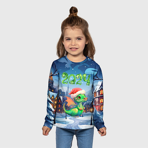 Детский лонгслив Милый дракончик 2024 / 3D-принт – фото 5