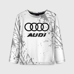 Лонгслив детский Audi speed на светлом фоне со следами шин, цвет: 3D-принт