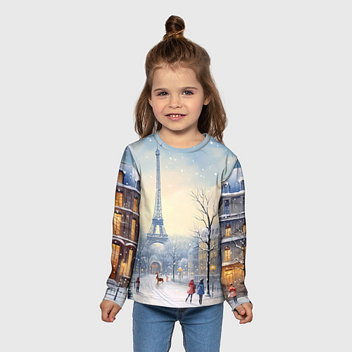 Детский лонгслив Новогодний Париж / 3D-принт – фото 5